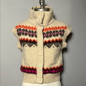 Free People Mohair/Wool Cream and Multicolor Sweater Vest